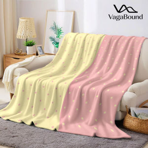 Pink Yellow Dot Flannel Blanket Warm Soft Halloween Christmas Decorative Couch Warm Cozy All-Season Gift