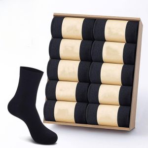 Black Mid-Calf Thin Breathable Anti-Odor Business Socks for Men Absorbent Pure Color Long Socks Spring Summer Sport Polyester