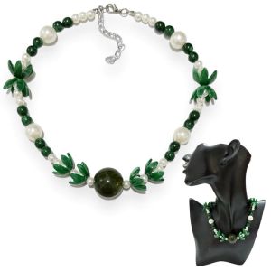 Jodie Marble Playful Beaded Necklace Kalung Motif Marmer Kelopak Bunga Handmade Fashion