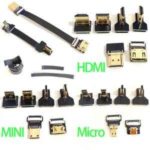 1PCS Ribbon Flat FPV HDMI-compatible-Cable Micro HD To Mini HDMI-compatible 90 Degree Adapter 5cm-50cm   Plug Connector