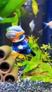 Floating Aquarium Decoration Multi Colour Luminous Glow Fish Tank Deco Diver Goku Moon Bear Cat Whale Girl