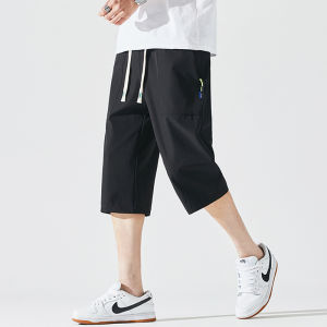 Ice Silk Quick Dry Seven-Quarter Shorts Mens Summer Straight Leg Casual Thin Breathable Lightweight Leisure Mid-Length Pants