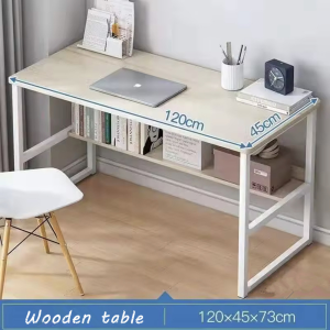 Japanese style 120cm Study Table With Rack Double Layer Computer Table Writing Desk Bedroom For Students