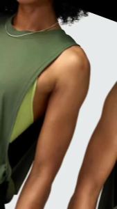 Women Sleeveless Yoga Tops Athletic Vest Breathable Blouse Cover Up Gym Workout Cool T-Shirt Running Short Tank Crop Top