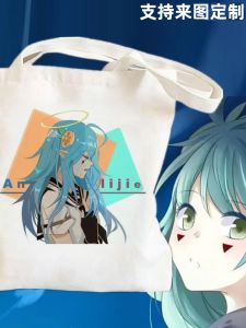 Anime Themed Canvas Bag Single Shoulder Book Bag Handheld Tote Bag for Students Travel Shopping Commuting Daily Use