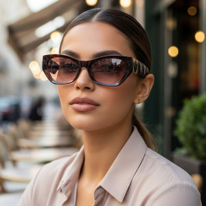 Fashionable Retro Square-framed Sunglasses Minimalist Cat-eye Style Sunglasses Uv-protective Outdoor Sunglasses 5086