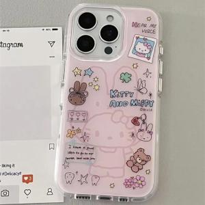 Pink Graffiti Miffy Rabbit iPhone Case Compatible with Apple 16Promax OnePlus 1314 Redmi K80 Xiaomi 15s Huawei P7060 Mate Acrylic Protective Cover