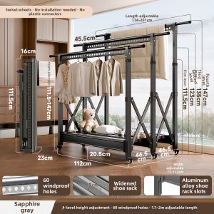 MINGZHI | Foldable Portable Stretchable Clothes Drying Rack