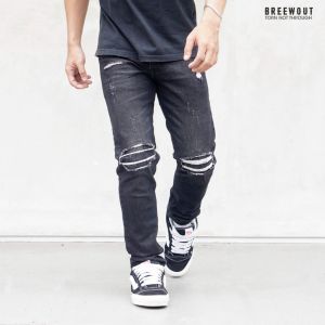 XTyasaa - Celana Jeans Pria Dewasa Streach Sobek Tidak Tembus - Celana Jeans Pria Ripped