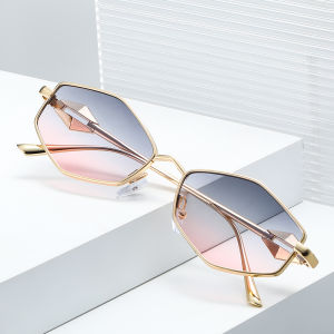 New Retro Polygon Rhombus Metal Sunglasses – Trendy UV Protection Eyewear for Men & Women
