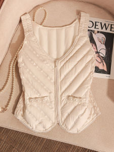 Womens down Vest 2024 New Style Lightweight Inner Wear Autumn Winter Outerwear Warm Base Layer Tank Top Polyurethane Elastic Fiber
