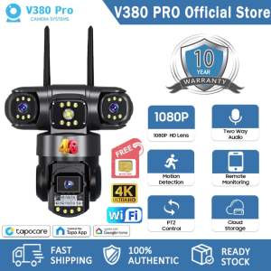 V380 Pro CCTV Camera Three lens 4G Sim/Wi-Fi Connect 360 Wireless Night Vision Outdoor Waterproof IP Security Cameras