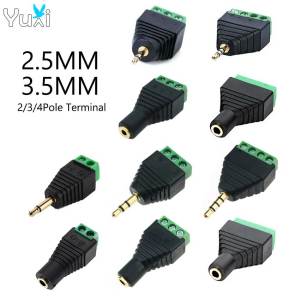 YuXi 1 Piece 2.5mm 3.5mm 2/3/4 Pole Male Female Connector Mono Stereo Adapter Channel Plug To Screw Terminal Earphone Audio Jack