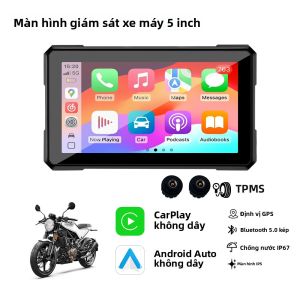 Màn Hình Xe Máy 5 Inch Màn Hình IPS Chống Nước Với CarPlay Không Dây Android Auto Bluetooth Cho Harley Yamaha Kawasaki
