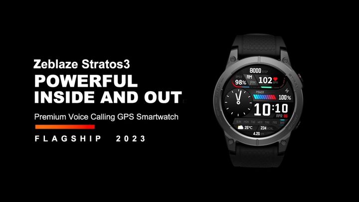Flagship 2023] Zeblaze Stratos 3 Premium GPS Smart Watch Ultra HD AMOLED  Display GPS integrato hi-fi chiamate telefoniche Bluetooth
