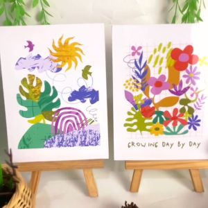 RUNABEE HIASAN DINDING 15X20CM DEKORATIF ABSTRAK WALL ART SIMPLE BUNGA POSTER PAJANGAN KAYU