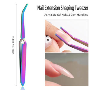 1PCS Nail Extension Shaping Tweezer Stainless Steel Shaping Clip for Acrylic UV Gel Nails Gem Handling Manicure Nail Art Tool