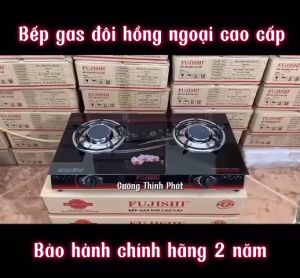 Bếp gas đôi Hồng Ngoại Fujishi H07 - Mặt kính cường lực - Công nghệ mới tiết kiệm gas - Bảo hành chính hãng 2 năm