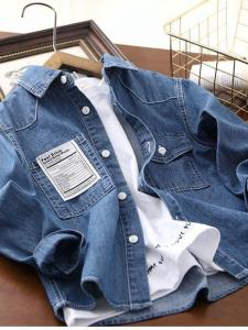 Boys Denim Shirt Casual Long Sleeve Childrens Outerwear Spring Autumn New Style Medium Large Children Thin Cardigan Top