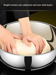 Extra Thick Stainless Steel Bowl for Dough Mixing And Vegetable Washing Food Grade Kitchen Utensil round Egg Beating Basin