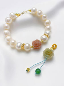 Natural White Jade Bodhi Root Carving Camellia Scattered Beads DIY Accessories Handmade Beaded Bracelet/Necklace Ornament Material