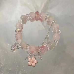 Bundara Acc-1598 Korean style Gelang Tangan Wanita Korea Motif Giok Pink Bunga Pink