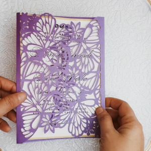 Laser cut Butterfly Flower Floral Garden Theme 5x7 (5R) Gatefold Invitation Card Cover for Wedding Birthday Christening Debut 18th Birthday | Available in many colors | Crafter Bax