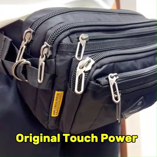Ready Stock!! Touch Power 8 Zip Compartment Men Waist Bag Chest Bag Pouch Bag Smooth Nylon Bag