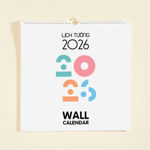 [2026]Lịch treo tường 30x30cm 2026 COLOR- CÓ LỊCH ÂM ( TẶNG STICKER NOTE) note ngày lễ Việt Nam ghi chú planner