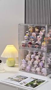 Tủ Trưng Bày Acrylic Cho Popmart Labubu Blind Box Mỹ Phẩm Chống Bụi 1/2/3 Tầng Chất Liệu Nhựa Trong Suốt