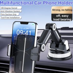 Multifunctional Car Phone Holder Antishake Foldable Storage Holder 1080 Degree Rotatable Bracket