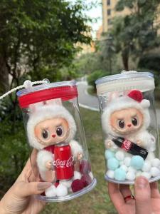 Labubu Acrylic Protective Case Third Generation Sanitary Rubber Transparent Dustproof Cover for Coca-Cola Bubble Mat Toy