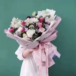 Kertas Buket Bunga Hologram Bi Color Cellophane Flower Wrapping Bouquet Paper Plastik OPP Rainbow KB056
