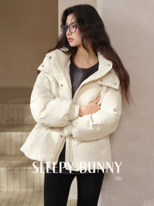 Triple-Defense Houndstooth Stand-collar Hooded Down Jacket