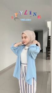 Kemeja Wanita Oversize Katun Linen Korean Style Kayla Kiddoz