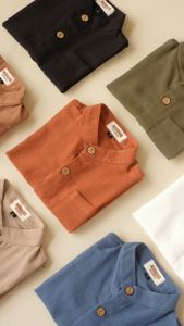 ALFATIH SHIRT | KEMEJA ANAK LAKI-LAKI LENGAN PENDEK | KEMKO BAJU KOKO | ATASAN KATUN BAHAN LINEN | MODEL KOREA