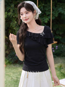 Áo Thun Nữ Dáng Ôm Cổ Ruffle