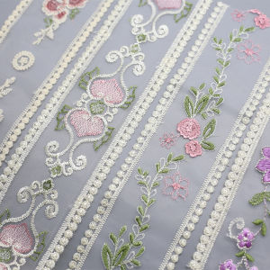 French Lace Trim Embroidered Tulle Ribbon Fabric Strip for DIY Sewing Accessories Clothing Hem Pants Leg Opening Hair Decor