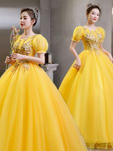 Bridal Colorful Silk Yellow Evening Dress