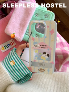 Sleepless Hostel รั้งโทรศัพท์แบบพับได้โลหะ รูปตัวอักษร 3 มิติ รูปปั้นเห็ดใส รุ่น Apple 17promax ลายฝาป้องกันแบบฝ้า