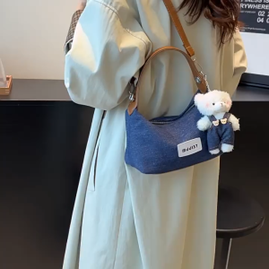 SEA YADOU  กระเป๋าผ้ายีนส์สำหรับผู้หญิงแบบใหม่แฟชั่นกระเป๋าสะพายข้างแมทช์ลุคง่ายกระเป๋าถือใบเล็กสำหรับออกนอกบ้าน