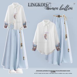 NUMEN BUTTON | Youthful Traditional Chinese Style Embroidered Casual Suit for Women