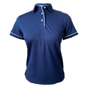 Áo Polo Nam/Nữ Có Cổ Vải Cá Sấu Thương Hiệu FMF chất Poly cao cấp màu xanh Navy viền trắng