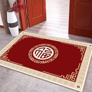 VIKAMA Plush Oriental Doormat Luxury Velvet Entryway Rug Non-Slip for Hallway Home Decor Machine Washable Carpet soft