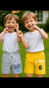 DELON KID กางเกงขาสั้น เด็ก เสื้อผ้าเด็ก เสื้อผ้าแฟชั่น ชุดเด็กผู้ชาย ผ้าคอตตอน 100% เอวยางยืด AA6022  EN6003