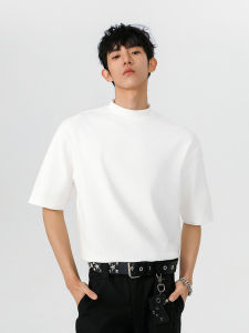 WUKONGYOUHUO | Summer Half-high Collar Pure Color Basic Heavyweight Cleanfit T-Shirts