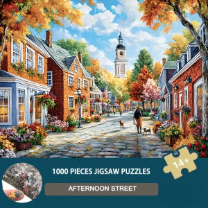 Jigsaw Puzzle 500/1000/1200/2000PCS Afternoon Street Art Cityscape - Premium Cardboard Home Decor & Holiday Gift 50*70cm