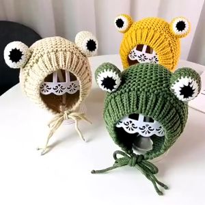 Mũ Len Dệt Kim Hình Ếch Con Màu Xanh Đáng Yêu Cho Bé