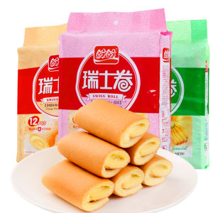 ปันยันเค้กอาหารเช้ารสสตรอเบอร์รี่ ของว่าง สันทนาการ สินค้าทั้งกล่อง สวิสโรล เค้กหัวใจ ขนมอบตะวันตก แบบดั้งเดิม