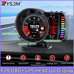 RYSJM | P28 Water Temperature Gauge OBD+GPS HUD Head Up Display Car On Board Computer Digital RPM Voltage Speedometer Overspeed Alarm